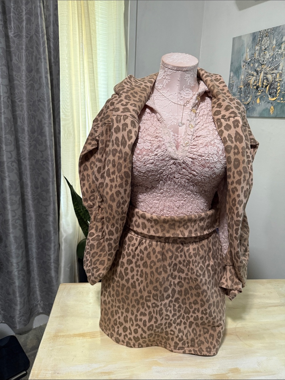 PINK Victoria's Secret Pink/Brown Leopard Fold-Over Mini Skort